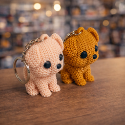 KC04  - Knitted Puppy Keychain.