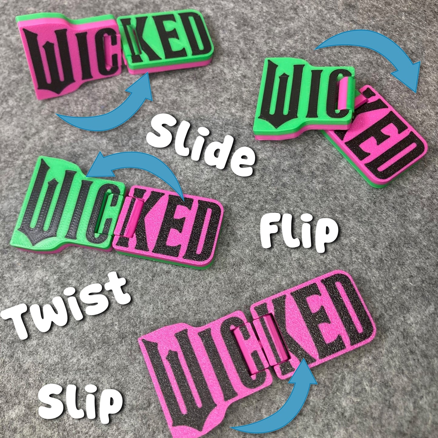 Wicked Flip 3D Printed Hinge Fidget 🔄 - FP001