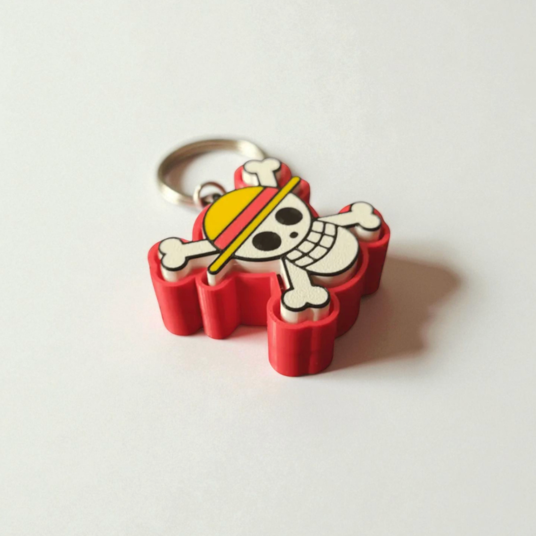 K002 - Straw Hat Pirates Flag (Jolly Roger) Clicker Keychain