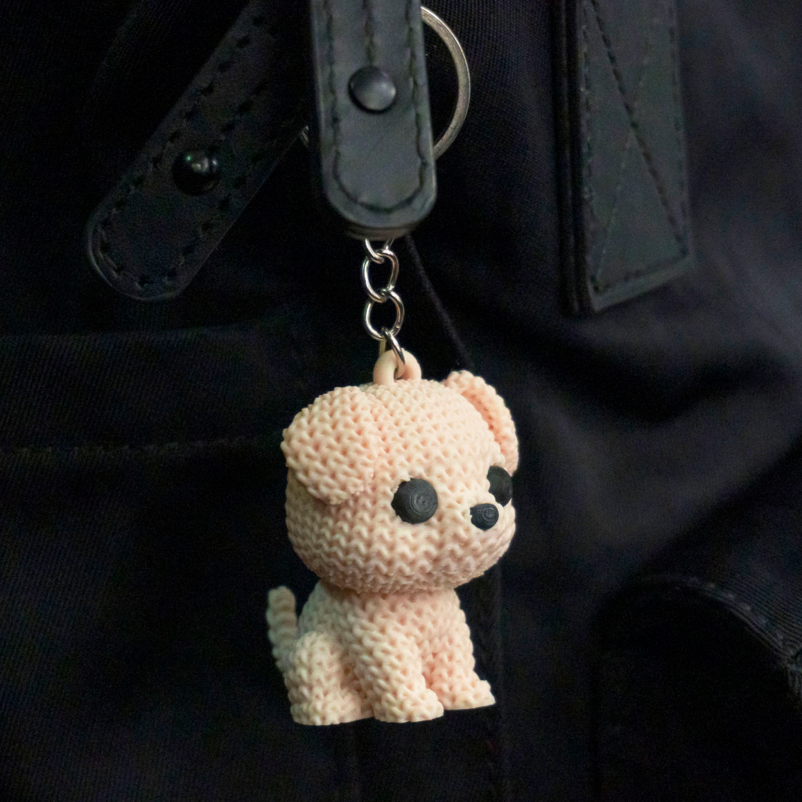 KC04  - Knitted Puppy Keychain.