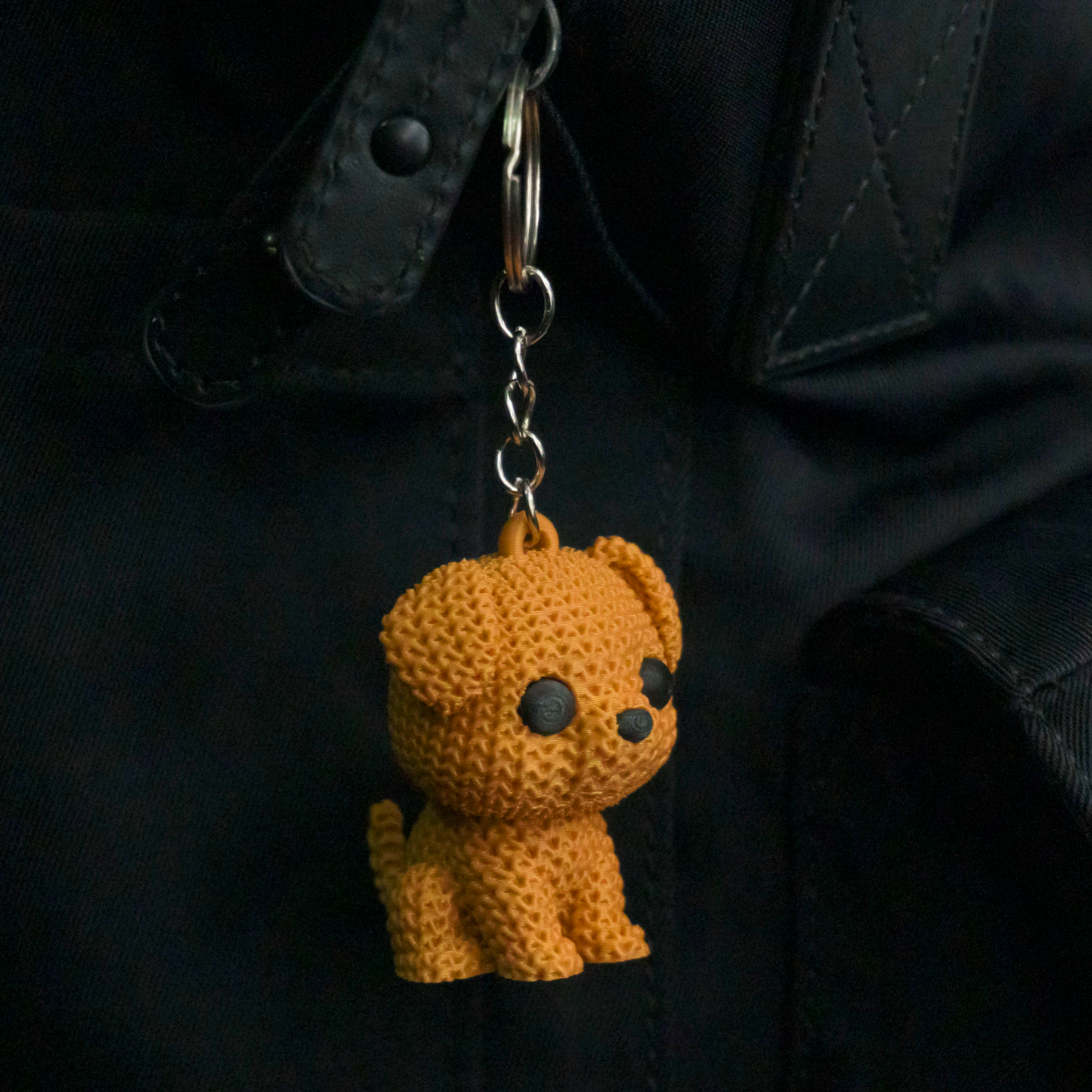 KC04  - Knitted Puppy Keychain.